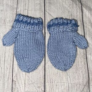 Toddler knit mittens blue 